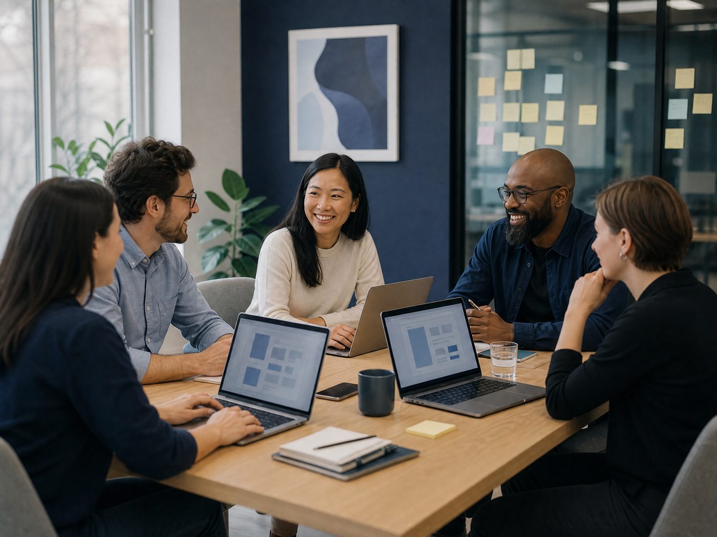 A collaborative team planning a digital strategy